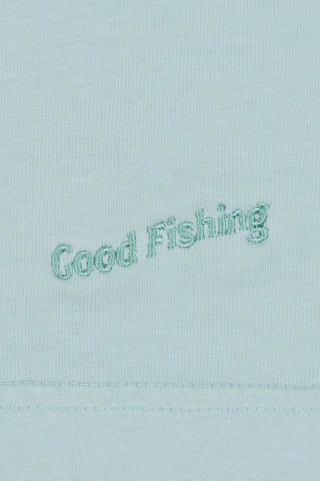 Best deal ๐คฉ Men's Good Fishing Rise Embroidered Organic Cotton T-Shirt Mist ๐ - Image 2