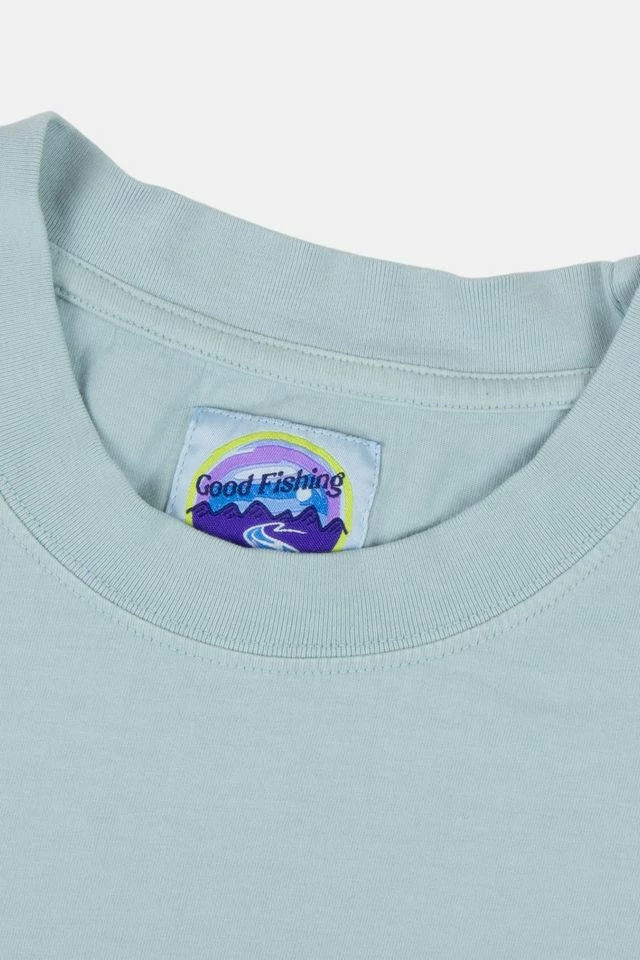 Best deal ๐คฉ Men's Good Fishing Rise Embroidered Organic Cotton T-Shirt Mist ๐ - Image 3