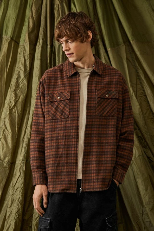 Top 10 👏 Men's BDG Rust Check Zip-Up 👕 Shirt Orange 🥰