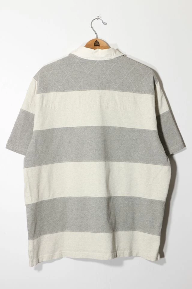 Buy ๐ Men's Vintage Polo Ralph Lauren Quilted Shoulder Short Sleeve Rugby ๐ Shirt Grey Multi ๐ฅ - Image 3