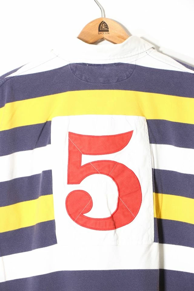 Buy ๐คฉ Men's Vintage Polo Ralph Lauren Short Sleeve Pique Rugby Collar Polo ๐ Shirt Blue Multi ๐ - Image 4