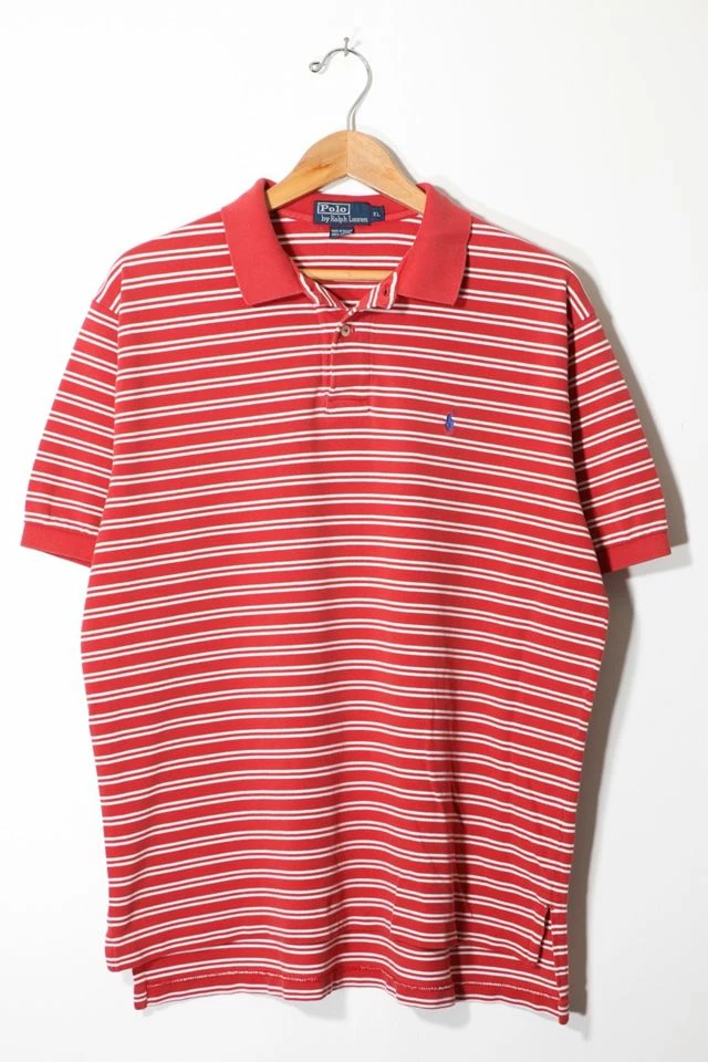 Best reviews of ๐ Men's Vintage Polo Ralph Lauren Striped Pique Polo ๐ Shirt Red Multi ๐ฏ