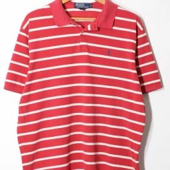 Best reviews of 😉 Men's Vintage Polo Ralph Lauren Striped Pique Polo 👕 Shirt Red Multi 😀