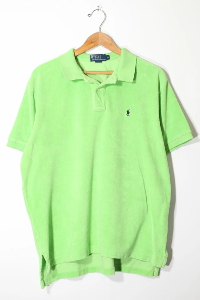 Deals ๐ฅ Men's Vintage Polo Ralph Lauren Short Sleeve French Terrycloth Polo ๐ Shirt Green Multi ๐