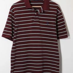 Buy 🔔 Men's Vintage Polo Ralph Lauren Striped Pique Polo 👕 Shirt Red Multi 🤩