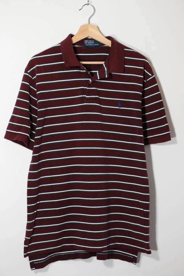 Buy ๐ Men's Vintage Polo Ralph Lauren Striped Pique Polo ๐ Shirt Red Multi ๐คฉ