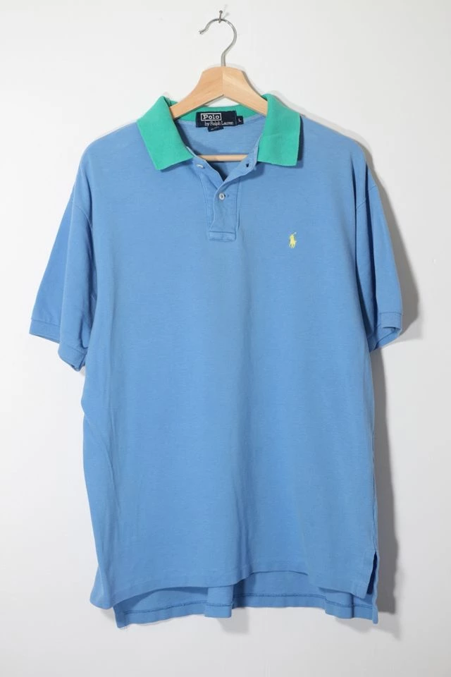 Top 10 ๐ Men's Vintage 1980sPolo Ralph Lauren Contrast Collar Polo ๐ Shirt Made In USA Sky ๐ฅฐ