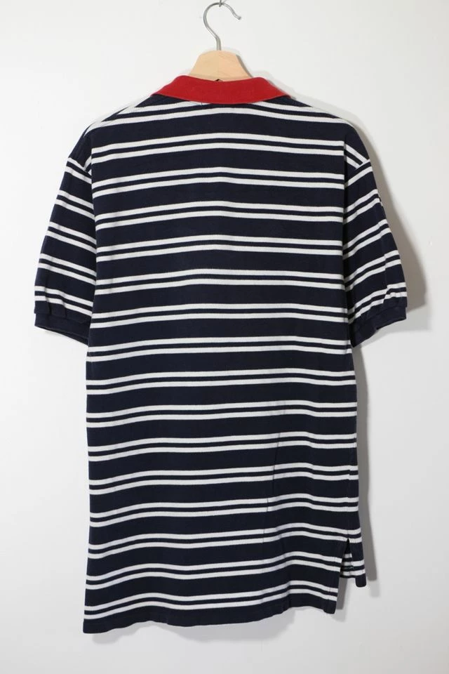 Buy โ Men's Vintage 1980s Polo Ralph Lauren Contrast Collar Striped Pique Polo ๐ Shirt Made In USA Blue Multi โ๏ธ - Image 3
