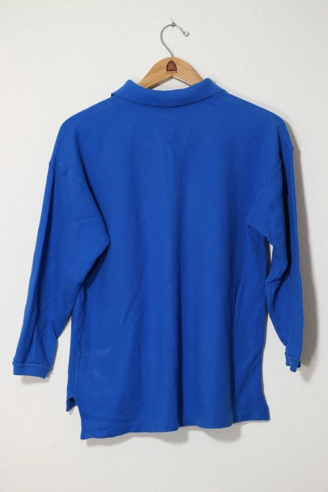 Best deal ๐ Men's Vintage Izod Lacoste Long Sleeve Pique Polo ๐ Shirt Blue ๐ - Image 3