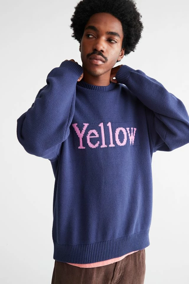 Cheap β Urban Outfitters Men's UO Verbiage Crew Neck Sweater Dark Blue π