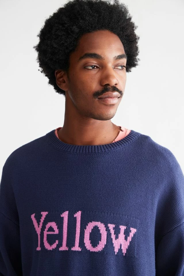 Cheap β Urban Outfitters Men's UO Verbiage Crew Neck Sweater Dark Blue π - Image 4