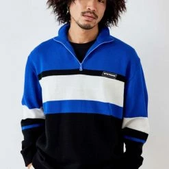 Promo 🎁 Men's Iets Frans... Blue Panelled Ski Knit Sweater Blue 🎉