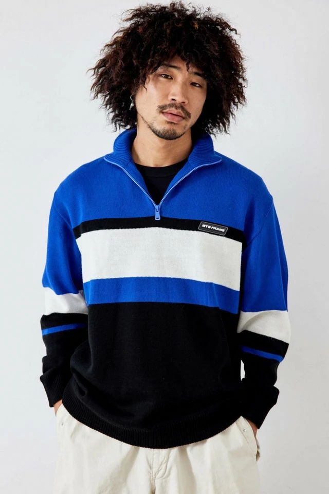 Promo π Men's Iets Frans... Blue Panelled Ski Knit Sweater Blue π