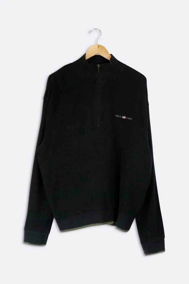 Promo ๐ Men's Vintage Polo Ralph Lauren Half Zip Pullover Black ๐