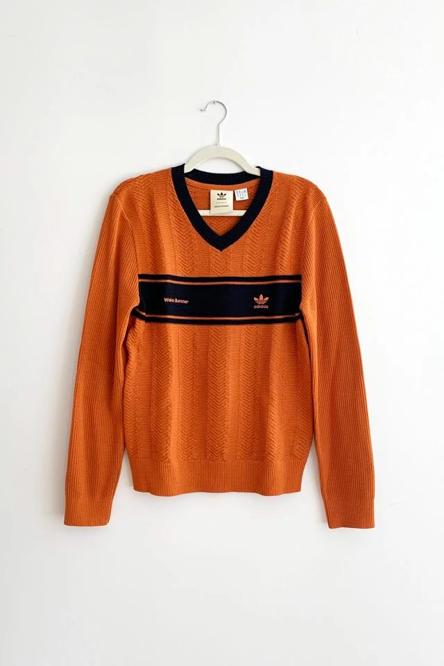 Cheap ๐ Men's Adidas X Wales Bonner V-Neck Sweater Orange ๐