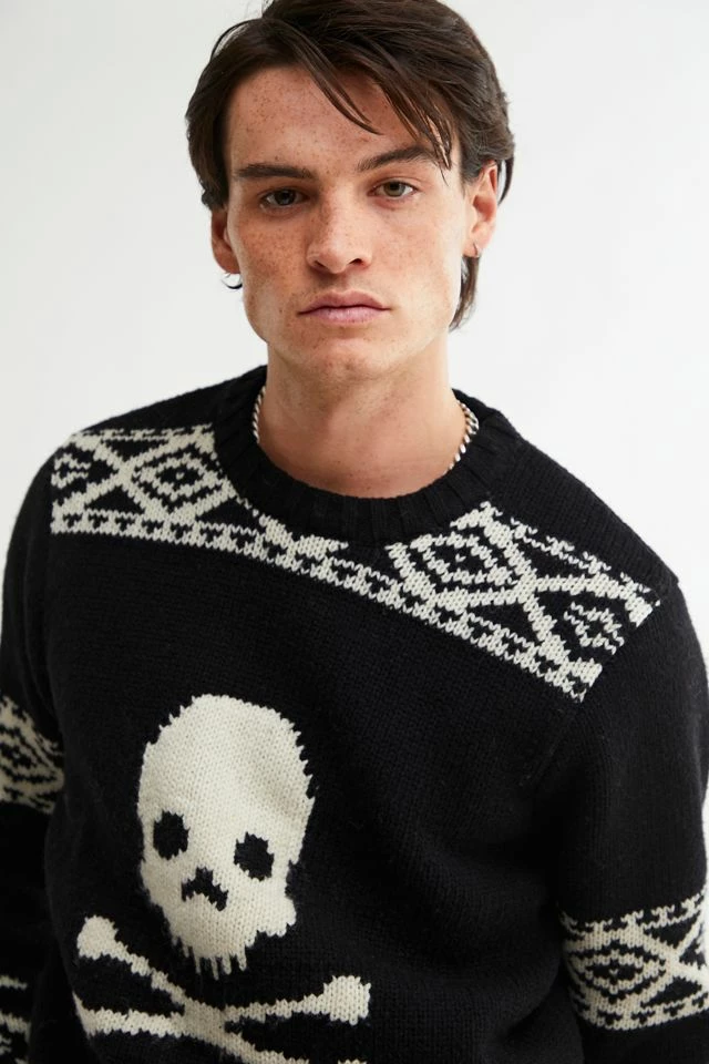 Hot Sale โ Men's Schott Skull Crew Neck Sweater Black ๐ - Image 4