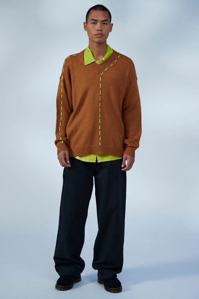 Promo ✔️ Men's Native Youth Wolfe V-Neck Sweater Rust ⭐ - Image 2