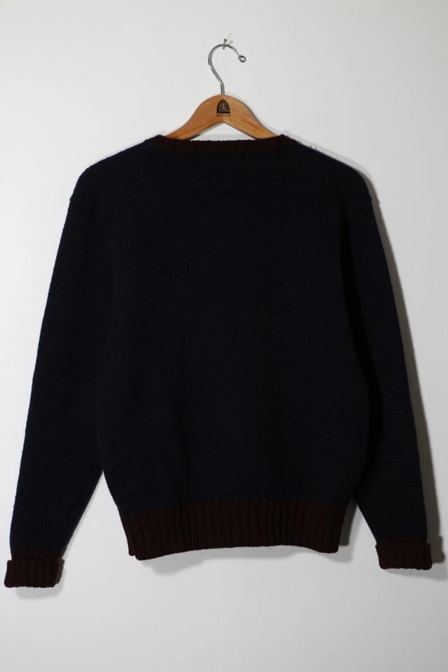 Top 10 🎉 Men's Vintage Polo Ralph Lauren Heavyweight Lambswool Crested Pocketed Crewneck Sweater Made In Hong Kong Navy 👏 - Image 3