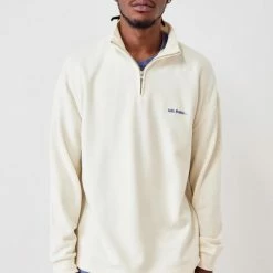 Deals 👏 Men's Iets Frans... Ecru Quarter-Zip Mock Neck Sweater Cream 👍