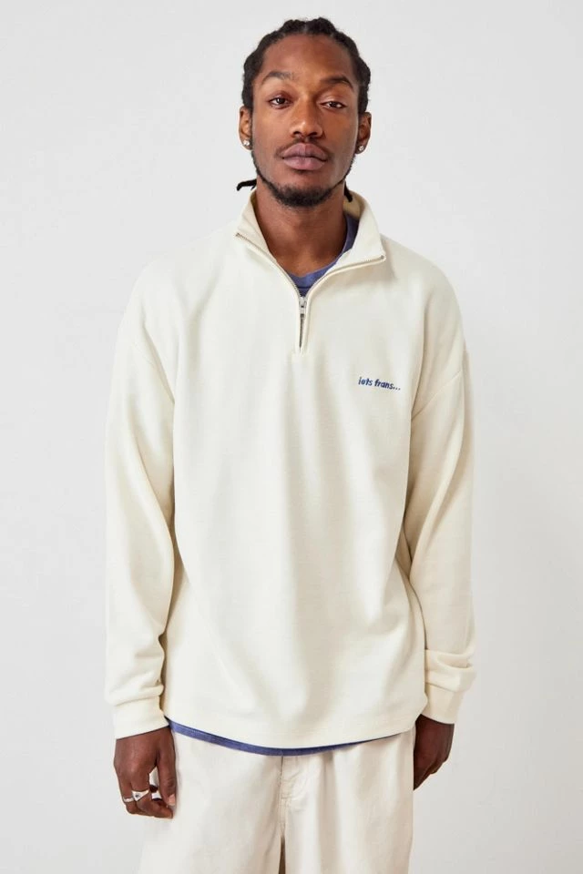 Deals ๐ Men's Iets Frans... Ecru Quarter-Zip Mock Neck Sweater Cream ๐