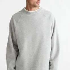 Discount 🔥 Men's Standard Cloth Oversized Crew Neck Sweatshirt Grey 🎉