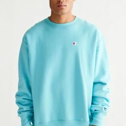 Top 10 ⌛ Men's Champion Reverse Weave Crew Neck Sweatshirt Light Blue 👏