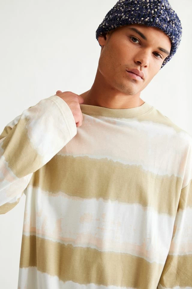 Best Sale 𧨠Urban Outfitters Men's UO Roller Stripe Tee Neutral Multi π - Image 4