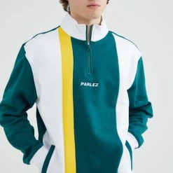 Flash Sale ✨ Men's Parlez Bellevue Quarter Zip Sweatshirt Green ⌛