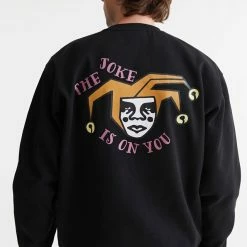 New 🛒 Men's OBEY UO Exclusive The Joke Is On You Crew Neck Sweatshirt Black 😉