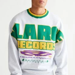 Budget 🔔 Men's XLARGE Records Logo Crew Neck Sweatshirt Grey 🔥
