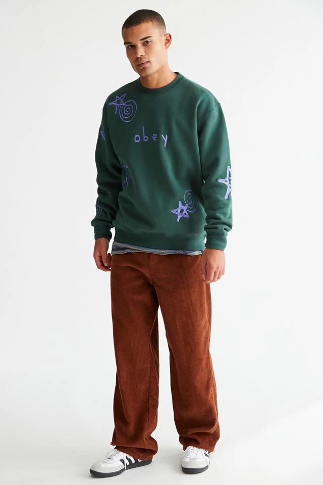 Hot Sale π Men's OBEY Gazin Embroidered Crew Neck Sweatshirt Green π₯ - Image 2