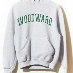 Best Pirce ✨ Men's Vintage 1990s Woodward Spell Out Gray Russell Athletic Hoodie Pullover Sweatshirt Light Grey ✨
