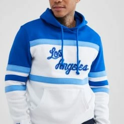 Hot Sale 🌟 Men's Mitchell & Ness NBA Coach Los Angeles Lakers Hoodie Sweatshirt Blue 😉