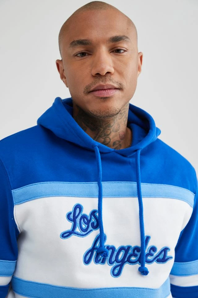 Hot Sale π Men's Mitchell & Ness NBA Coach Los Angeles Lakers Hoodie Sweatshirt Blue π - Image 4