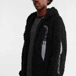 Wholesale ⭐ Men's Pas De Mer Knives Poler Fleece Zip Hoodie Sweatshirt Black ⌛