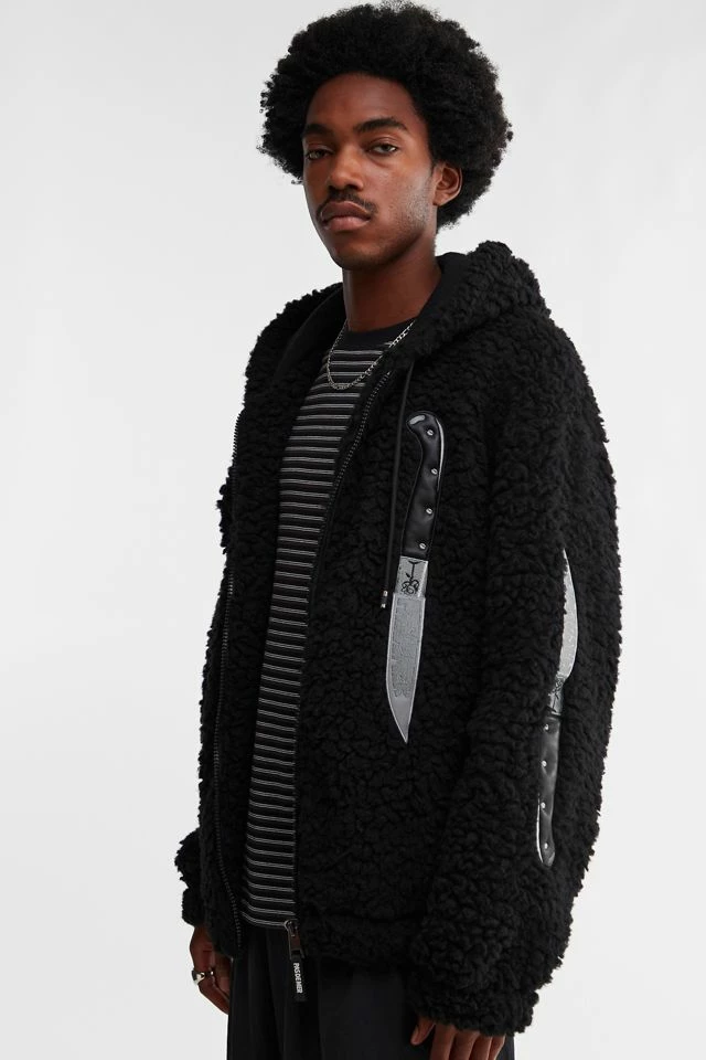 Wholesale ⭐ Men's Pas De Mer Knives Poler Fleece Zip Hoodie Sweatshirt Black ⌛
