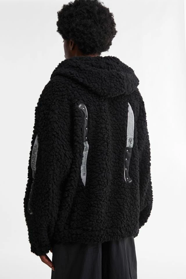 Wholesale ⭐ Men's Pas De Mer Knives Poler Fleece Zip Hoodie Sweatshirt Black ⌛ - Image 3