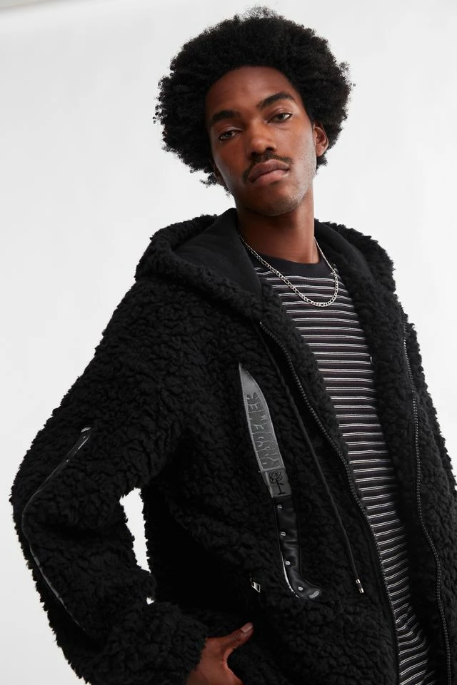 Wholesale ⭐ Men's Pas De Mer Knives Poler Fleece Zip Hoodie Sweatshirt Black ⌛ - Image 4