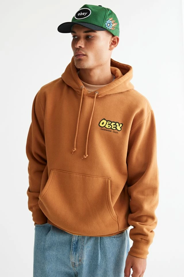 Budget ๐ Men's OBEY Hardware Dept Hoodie Sweatshirt Brown โ - Image 2
