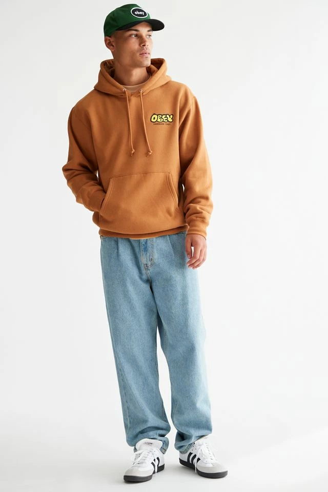 Budget ๐ Men's OBEY Hardware Dept Hoodie Sweatshirt Brown โ - Image 3