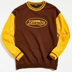 Coupon 🛒 Men's XLARGE Retro Crew Neck Sweatshirt Brown ⌛
