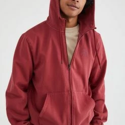 Flash Sale ✔️ Men's The North Face Garment Dye Zip-Up Hoodie Sweatshirt Maroon ⌛