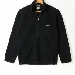 Hot Sale 👏 Men's Vintage Patagonia Polar Fleece Quarter Zip Pullover Sweatshirt Black ✨