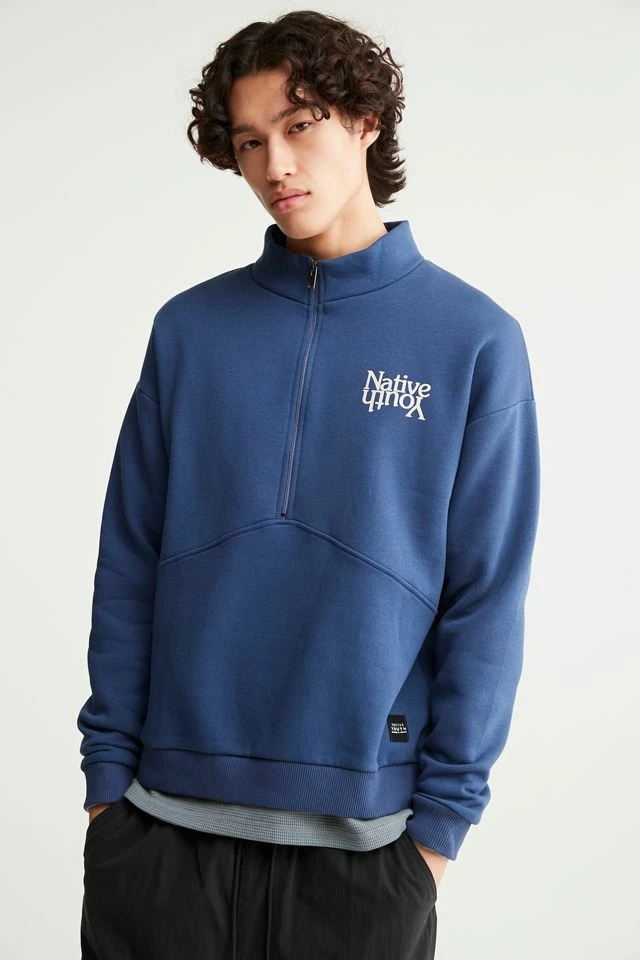 Promo 𧨠Men's Native Youth Oskar Half-Zip Sweatshirt Blue π§¨