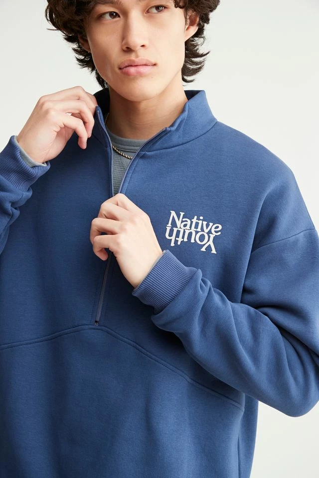 Promo 𧨠Men's Native Youth Oskar Half-Zip Sweatshirt Blue 𧨠- Image 3