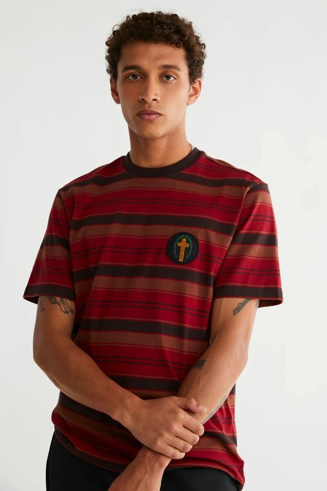 Discount ❤️ Men's Dark Seas Ruppert Yarn Dyed Tee Maroon Multi 🤩