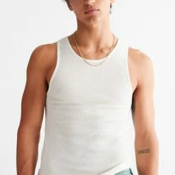 Flash Sale 👍 Urban Outfitters Men's UO Classic Ribbed Tank Top White ⌛