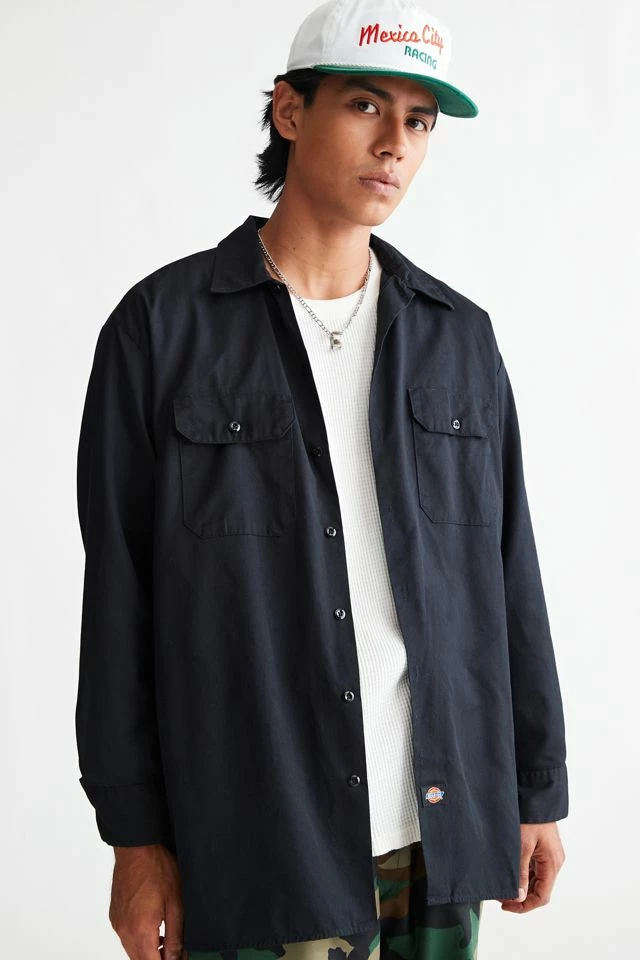 Wholesale ๐ Men's Urban Renewal Vintage Dickies Long Sleeve Oversized Work ๐ Shirt Black ๐
