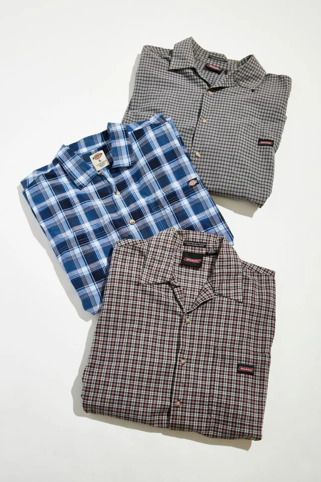 Best deal 😉 Men's Urban Renewal Vintage Dickies Plaid 👚 Shirt Blue 😉