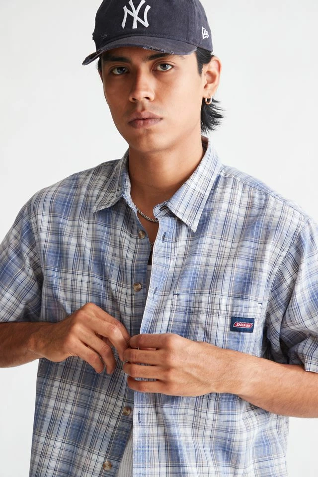 Best deal 😉 Men's Urban Renewal Vintage Dickies Plaid 👚 Shirt Blue 😉 - Image 3